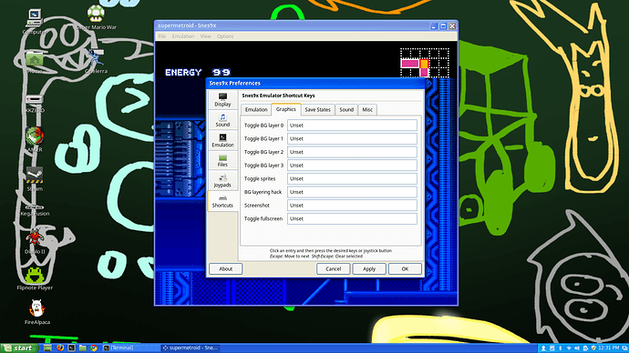 Linux Mint Cinnamon with a Windows XP theme running Super Metroid in Snes9x